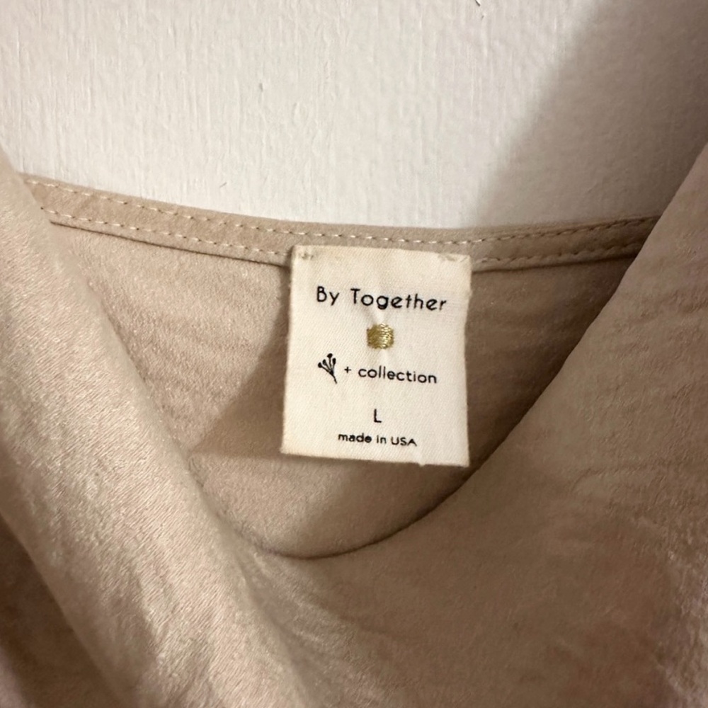 Champagne Satin Cowl Neck Camisole Minimal Slip Tank L - Picture 4 of 4